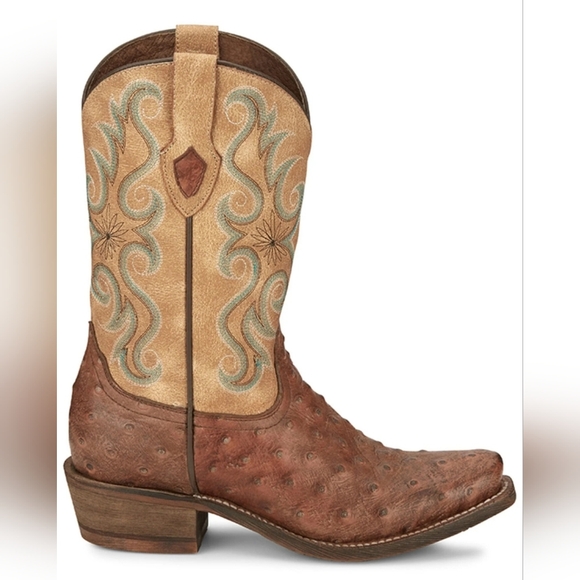 Nocona Women's 7.5B Hierra Ostrich Print Square Toe Western Boots - Picture 2 of 8